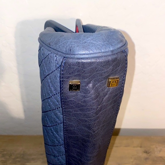 Elliott Lucca Blue Studded Leather Long Clutch EUC - Picture 8 of 13